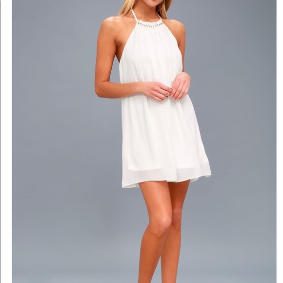 white and gold flowy dress